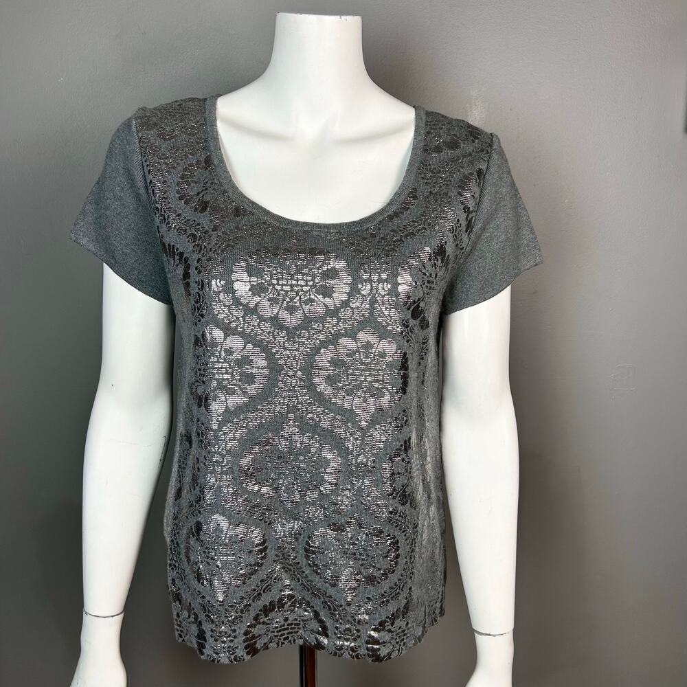 Anthropologie Moth sweater small gray metallic fairy holiday royal cotton